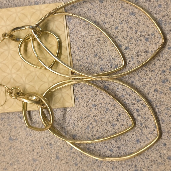 Fossil Brand Gold Triple Hoop Earrings-Brand New With Tag - Picture 2 of 5